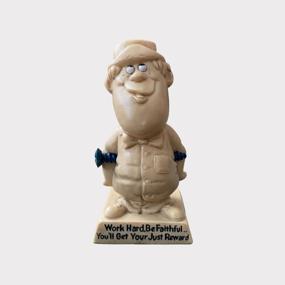 Vintage |1970 Berrie Work Hard Be Faithful You'll Get You Just Reward Figure(SC) - Picture 1 of 9